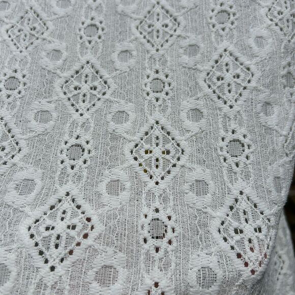 NEW French Laundry Button Down Ivory Lace Knit Blouse Tie Front - Size Small - Picture 7 of 11